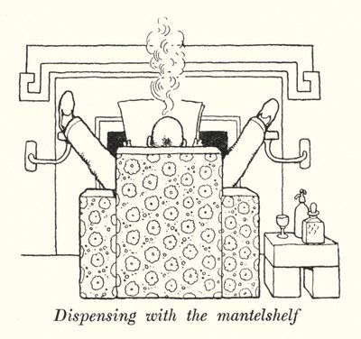 Verzicht auf den Kaminsims (Lithografie) von William Heath Robinson