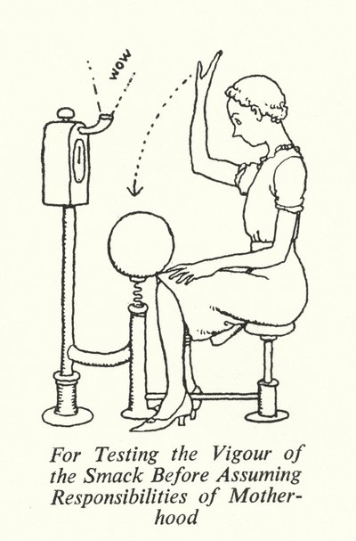 Zum Testen der Kraft des Klaps vor der Übernahme der Mutterpflichten von William Heath Robinson