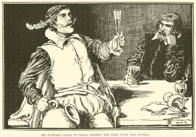 Er verleitete Cassio, etwas zu viel zu trinken von William Heath Robinson