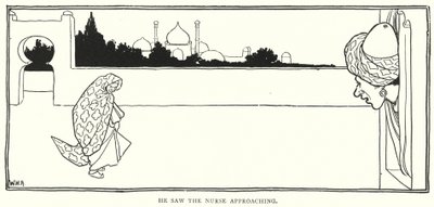 Er sah die Krankenschwester kommen (Gravur) von William Heath Robinson