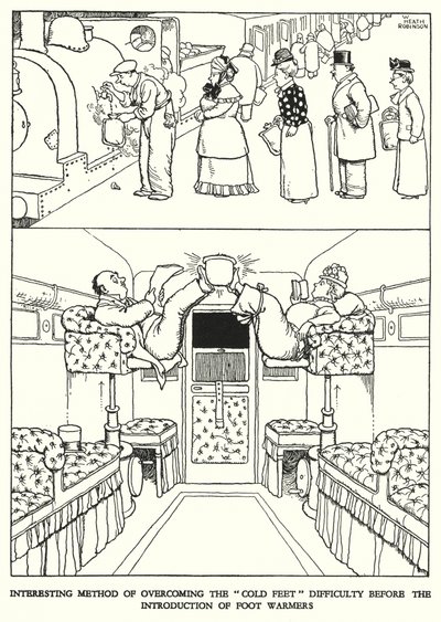 Illustration für Railway Ribaldry von W Heath Robinson (Lithographie) von William Heath Robinson