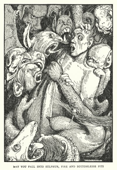 Mögest du in Schwefel, Feuer und bodenlose Gruben fallen von William Heath Robinson