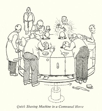 Schnellrasiermaschine in einem Gemeinschaftshaus von William Heath Robinson