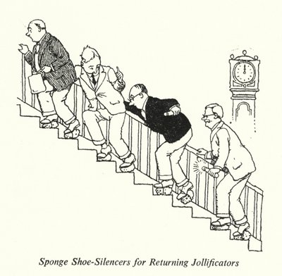 Schwamm-Schuhdämpfer für zurückkehrende Feiernde von William Heath Robinson