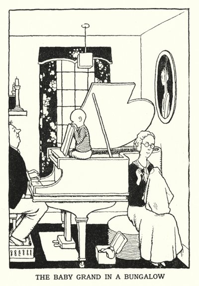 Das Baby Grand in einem Bungalow (Lithografie) von William Heath Robinson