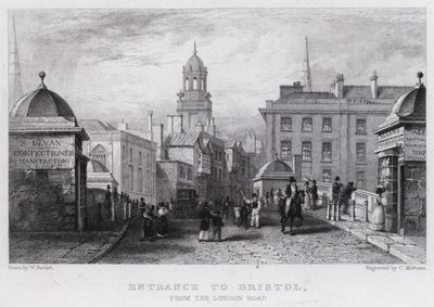 Eingang nach Bristol, von der Londoner Straße von William Henry (after) Bartlett
