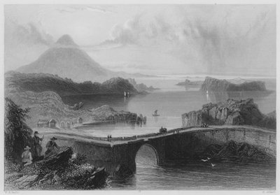 Pontoon Bridge, Lough Conn (Stich) von William Henry (after) Bartlett