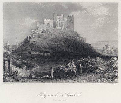 Annäherung an Cashel von Norden (Stich) von William Henry Bartlett
