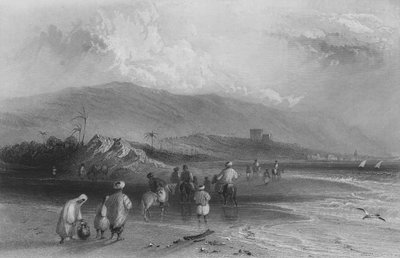 Furt des Flusses Kishon, Bucht von Acre von William Henry Bartlett