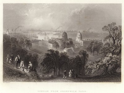 London vom Greenwich Park aus von William Henry Bartlett