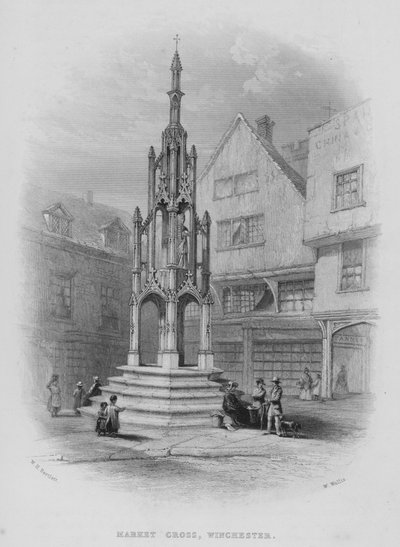Marktkreuz, Winchester (Stich) von William Henry Bartlett