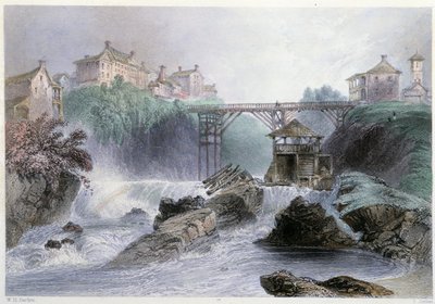 Brücke in Sherbrooke - in „Canadian Scenery illustrated“ von William Henri Barlett, ed. George Virtue von William Henry Bartlett