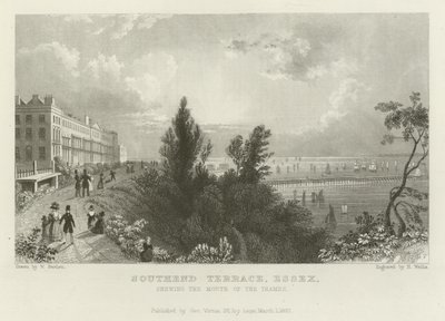 Southend Terrace, Essex, zeigt die Mündung der Themse von William Henry Bartlett