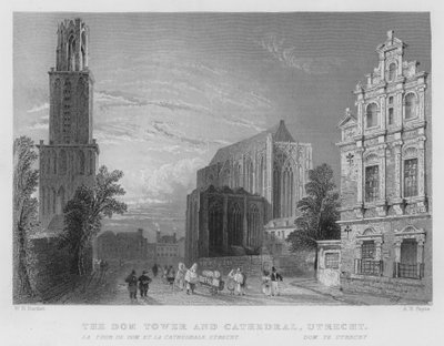 Der Domturm und die Kathedrale, Utrecht (Stich) von William Henry Bartlett