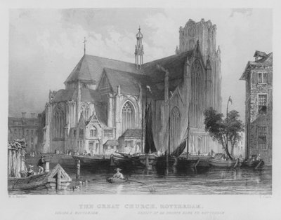 Die große Kirche, Rotterdam (Stich) von William Henry Bartlett