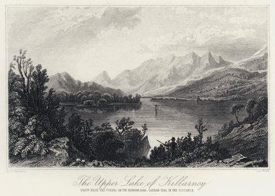 Der Obere See von Killarney, aufgenommen in der Nähe des Tunnels an der Kenmare Road, Carran Tual in der Ferne von William Henry Bartlett