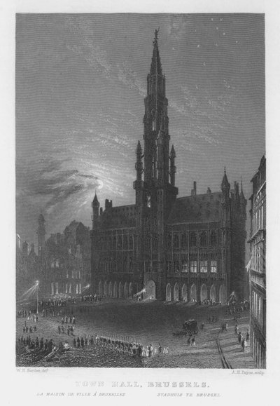 Rathaus von Brüssel (Stich) von William Henry Bartlett