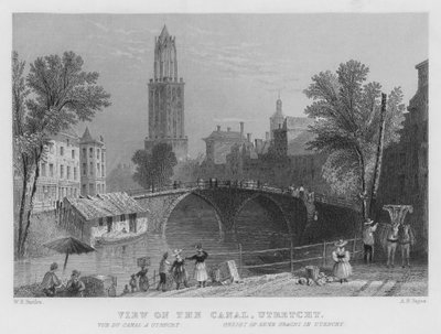 Ansicht am Kanal, Utrecht von William Henry Bartlett