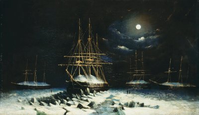 Die britische Marine-Franklin-Suchexpedition: H.M.S Resolute, Assistance, Intrepid und Pioneer überwintern in der Arktis von William Henry Browne