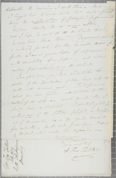 Signierter Brief von William Henry Fox Talbot an James David Forbes, 1839 von William Henry Fox Talbot
