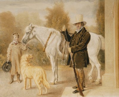 Ein Sportler mit einem Jungen, einem Pony und einem Hund von William Henry Hunt