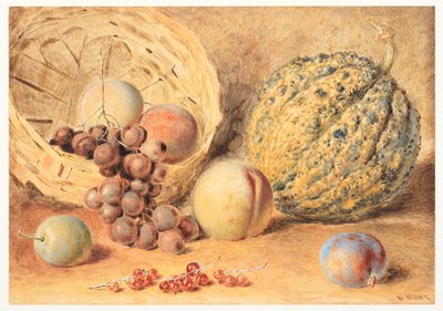 Korb mit Melone, Pfirsichen, Trauben & Pflaumen, ca. 1804 von William Henry Hunt