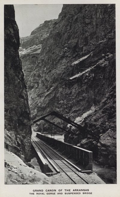Canyons von Colorado: Grand Canon des Arkansas, Die Königliche Schlucht und Hängebrücke von William Henry Jackson