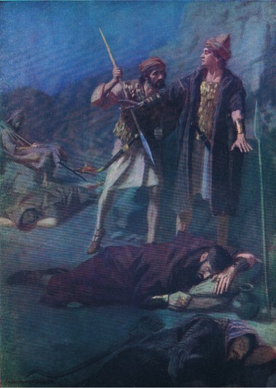 David verschont Saul, aus Das Bibelbilderbuch, veröffentlicht von Thomas Nelson, ca. 1950 von William Henry Margetson