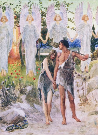 Am Anfang, aus Das Bibelbilderbuch, veröffentlicht von Thomas Nelson, ca. 1950 von William Henry Margetson