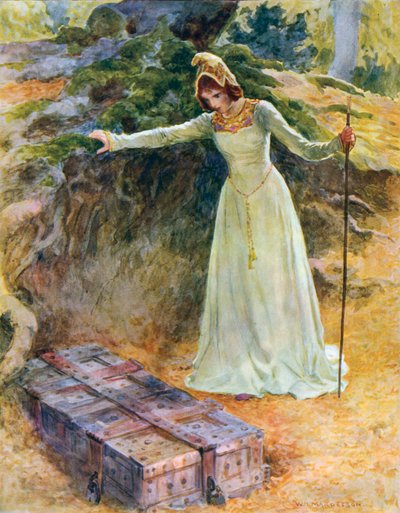Die Prinzessin kam zur eisernen Truhe von William Henry Margetson