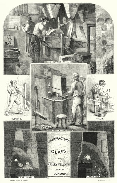 Herstellung von Glas bei Apsley Pellatt und Co., London (Gravur) von William Henry Pike
