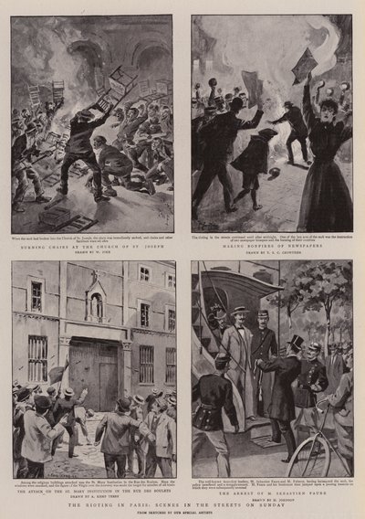Die Unruhen in Paris, Szenen auf den Straßen am Sonntag von William Henry Pike