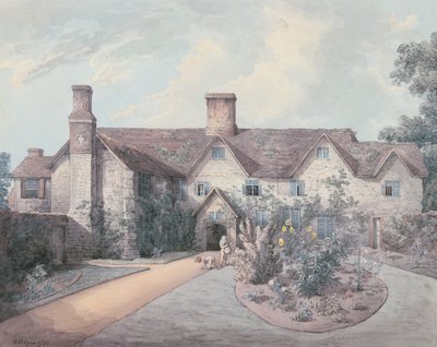 Ein Junge spielt Trommel im Garten eines Landhauses, 1793 von William Henry Pyne