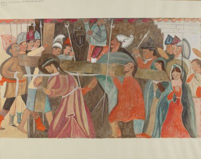 Station des Kreuzwegs Nr. 5: Jesus wird beim Tragen seines Kreuzes unterstützt, ca. 1936 von William Herbert