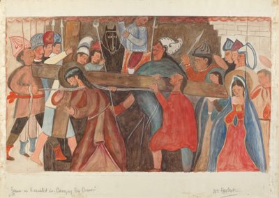 Station des Kreuzes Nr. 5: Jesus wird beim Tragen seines Kreuzes unterstützt, ca. 1936 von William Herbert