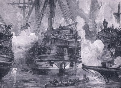 Die Schlacht von Navarino 1828 (Lithographie) von William Heysham (after) Overend