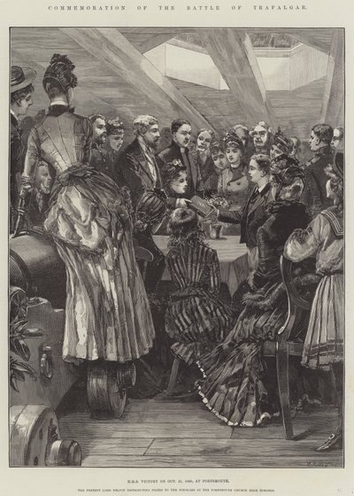 Gedenken an die Schlacht von Trafalgar, HMS Victory am 21. Oktober 1886 in Portsmouth von William Heysham Overend