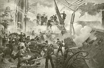 Farragut in der Mobile Bay (Gravur) von William Heysham Overend