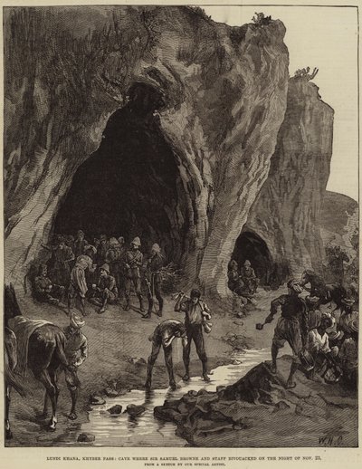 Lundi Khana, Khyber-Pass, Höhle, in der Sir Samuel Browne und sein Stab in der Nacht des 23. November biwakierten von William Heysham Overend