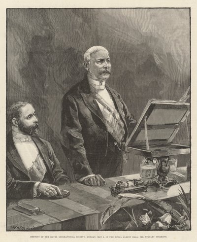 Treffen der Royal Geographical Society, Montag, 5. Mai, in der Royal Albert Hall, Mr. Stanley spricht von William Heysham Overend
