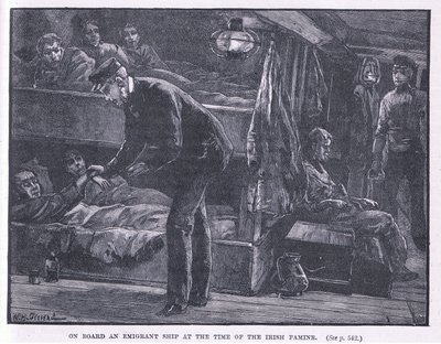 An Bord eines Auswandererschiffs zur Zeit der irischen Hungersnot 1846 von William Heysham Overend