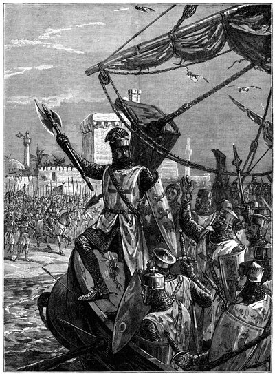 Richard I., Löwenherz landet in Jaffa Joppa, September 1191, ca. 1880 von William Heysham Overend