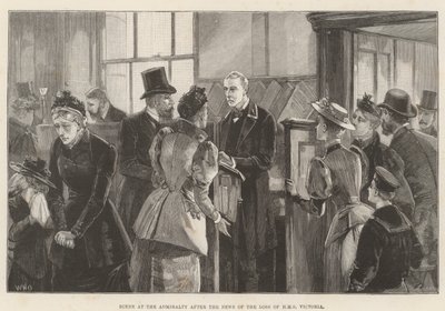 Szene im Admiralty nach der Nachricht vom Verlust der HMS Victoria von William Heysham Overend