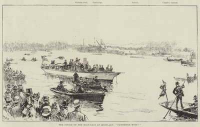 Das Ende des Bootsrennens in Mortlake, Cambridge gewinnt! von William Heysham Overend