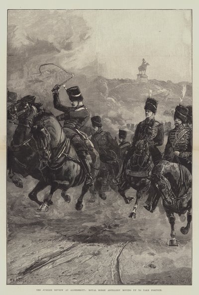 Die Jubiläumsparade in Aldershott, Königliche Pferdeartillerie rückt vor, um Position zu beziehen von William Heysham Overend