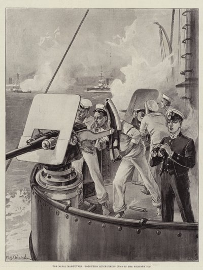 Die Marine-Manöver, Hotchkiss Schnellfeuerkanonen im Militär von William Heysham Overend