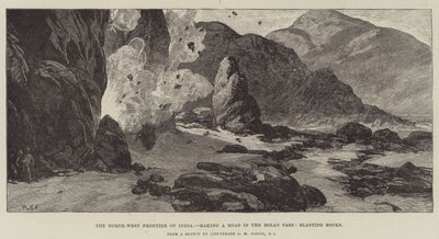 Die Nordwestgrenze Indiens, Straßenbau im Bolan-Pass, Sprengung von Felsen von William Heysham Overend