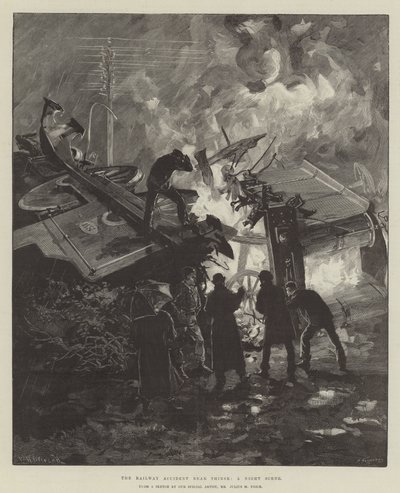 Der Eisenbahnunfall bei Thirsk, eine Nachtszene von William Heysham Overend