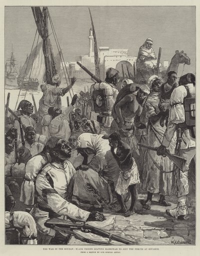 Der Krieg im Sudan, Schwarze Truppen verlassen Massowah, um sich den Streitkräften in Souakim anzuschließen von William Heysham Overend
