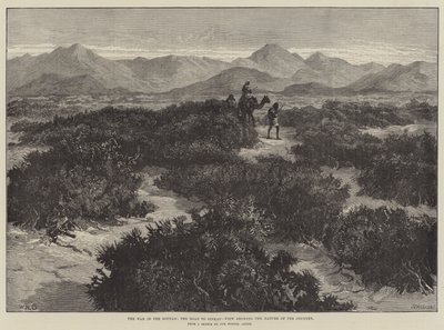 Der Krieg im Sudan, die Straße nach Sinkat, Ansicht der Landschaft von William Heysham Overend